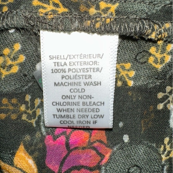 2 for $26 Loft Green Sheer Floral Clip Dot Button Front Top Size Large - Picture 5 of 7